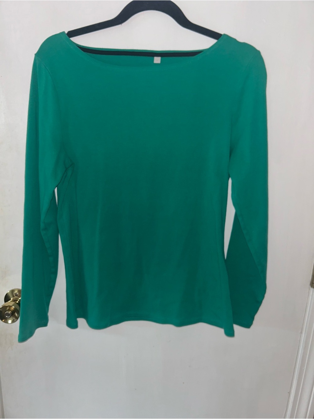 Boden Long-Sleeve Boatneck Top in Teal Green